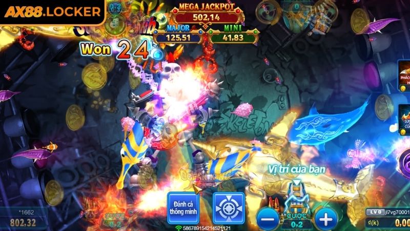 Jackpot Vua Đại Dương AX88 – Kho Báu Biển Cả Chờ Bạn 3 Hiệu ứng mãn nhãn cùng boss khủng